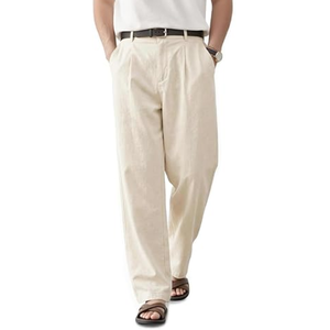 กางเกงผ้าลินินผู้ชายทรงหลวมสบายๆ สำหรับฤดูร้อน กางเกงชายหาดเอวยางยืด น้ำหนักเบา ระบายอากาศได้ดี สวมใส่สบาย - Product Image 2