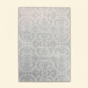 Alfombra DECORDEC Silver Dynasty Grey, Tejida a Mano, Antideslizante, Ecológica, de Lana Gruesa, Moderna, con Medallón Ornamental, Pelo Mediano, para Sala de Estar - Product Image 1