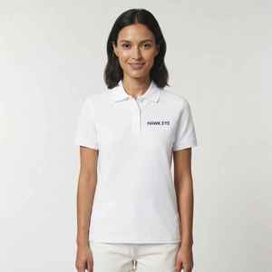 เสื้อโปโลผ้าฝ้ายสีขาวสำหรับผู้หญิง แขนสั้น ปักตัวอักษรด้านหน้า สไตล์ลำลอง - Product Image 3