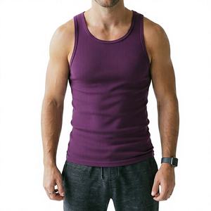 Professionally Made Men's Regular Fit Solid <b>Purple</b> Color Tank Tops Lightweight Men's Round Neck Collar Sleeveless Tank Tops - Product Image 2