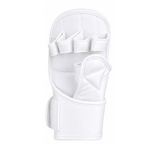 Custom MMA Sparring <b>Gloves</b> PU Leather Open Palm Training Kick Boxing Daily Use Martial Arts Grappling Equipment Pure White Shock - Product Image 3