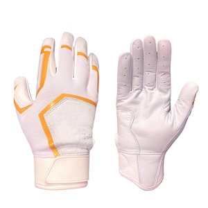 White Sheepskin Baseball Batting Gloves Ambidextrous Breathable Full Finger <b>Hook</b> And Loop Closure - Product Image 2
