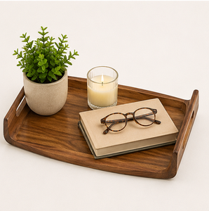 Premium Handcrafted Acacia Wooden Serving <b>Tray</b> With Handles Large Rectangular Eco-Friendly Wood <b>Tray</b> For Coffee Table <b>Breakfast</b> - Product Image 6