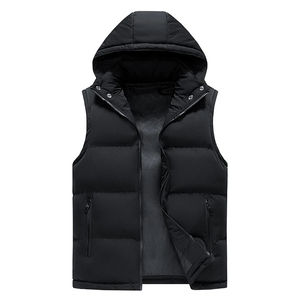 Gilet d'hiver décontracté pour homme 2026, coupe-vent, sans manches, en duvet, avec capuche unie et poches, gilet tendance en tissu chaud - Product Image 4