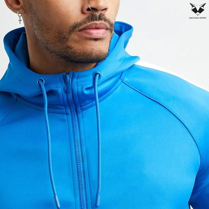 Unique Simple Style Men Hoodie & Shorts Set Drawstring Men Casual Wear In Blue And White Color Hoodie & Shorts Set - Product Image 6