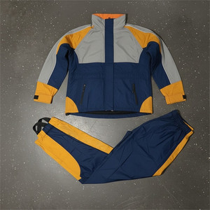 Ensemble de survêtement personnalisé pour homme, color-block bleu, jaune, gris, sportif, zippé, pour le jogging, vêtements d'extérieur d'automne, unisexe - Product Image 1