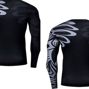 Custom <b>Printed</b> Men Rash Guard Long Sleeve Compression Polyester Quick Dry Fitness Training BJJ <b>Surfing</b> Rash Guard OEM Service - Product Image 6