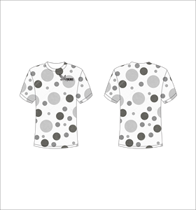 T-shirt personnalisé sublimé imprimé sur toute la surface, motif pois blancs, noirs et gris, unisexe, col rond, respirant, en polyester, Ferocious - Product Image 1
