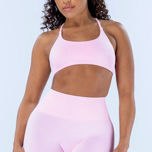Soutien-gorge de sport pour femme, design push-up, bretelles croisées, coussinets amovibles, logo personnalisé, respirant, sans coutures - Product Image 4