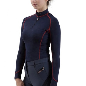 T-shirt de compétition équestre pour femme, haut de concours, vêtement thermique de base, idéal pour l'équitation et les jodhpurs - Product Image 4