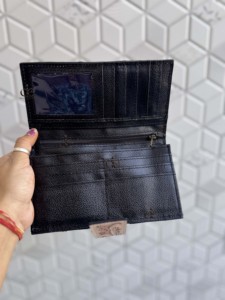 Hand Tooled Carving Cards Wallet Clutch Phone Case Stylish Cowhide <b>Fur</b> Leather Wallet Multi Uses Western Leather Wallets - Product Image 6