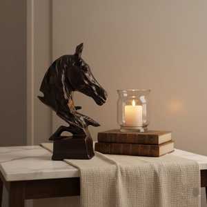 Bronze Horse Head Sculpture Traditional Animal <b>Figure</b> Tabletop Ornament for Living Room Handmade Decor - Product Image 5