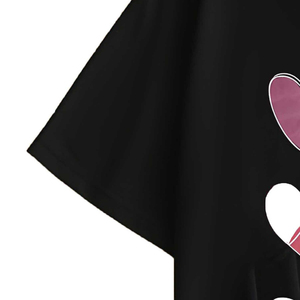 Latest Collection Black O Neck Short Sleeve <b>T</b> <b>Shirt</b> Pink and White <b>Heart</b> Pattern Graphic Tee Casual Streetwear Top - Product Image 3