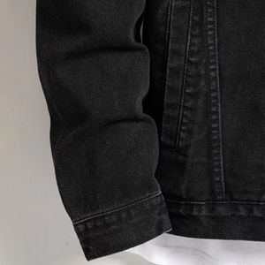 Vente directe usine – Blouson d'hiver streetwear pour homme de haute qualité, respirant, en denim tricoté, avec col montant en cuir léger - Product Image 5