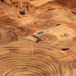 Mesa de centro pequeña de madera maciza de acacia marrón y hierro con recubrimiento en polvo - Product Image 6