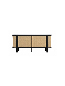Mueble moderno de ratán con puertas de tablero, diseño elegante y minimalista, y compartimentos de almacenamiento prácticos, perfecto para una vida con estilo. - Product Image 1
