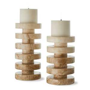 Natural Marble Ribbed Pillar <b>Candle</b> Holder <b>Set</b> Of 2 Elegant Stone Texture For Luxury Home Decor And Weddings High Quality - Product Image 2