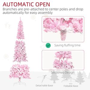 Albero di Natale Artificiale da 2,3 m con 350 Luci LED Rosa, Albero Pre-Illuminato con 700 Rami, Base Staccabile in Materiale PE, 210 cm - Product Image 5