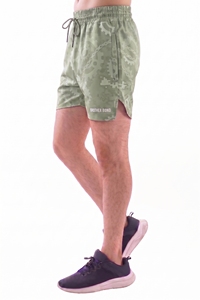 Pantalones cortos deportivos personalizados para hombre, color granate, con monograma gráfico, para correr, gimnasio, entrenamiento, con abertura lateral y bolsillo abierto. - Product Image 6