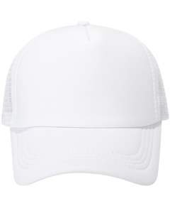 Casquette de baseball blanche style camionneur, dos en maille respirante, réglable avec fermeture snapback, unie, personnalisable avec logo, pour activités de plein air, décontractée et sportive - Product Image 1