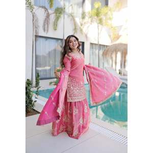 For Fendi Crush Zari Sequin Embroidered Palazzo Set for Women Party Wear - Product Image 3