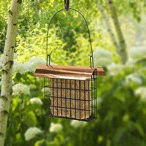 Mangeoire Combinée pour Petits Oiseaux et Graines de Tournesol, Mangeoire Jaune pour Oiseaux avec Cage en Maille Noire, Mangeoire Suspendue pour Jardin Extérieur pour Oiseaux Sauvages - Product Image 5