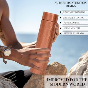 Wholesale 900ml Pure Copper Eco-Friendly Large Capacity Leak-Proof Durable Metal-Resistant Portable <b>Water</b> <b>Bottle</b> Custom Home - Product Image 6