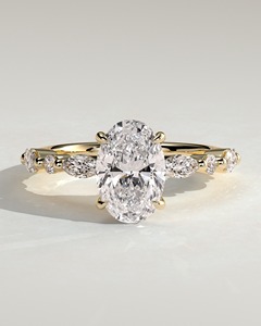 14K Solid <b>Gold</b> Lab Grown Diamond Claw <b>Set</b> E VVS2 Oval Cut 2 Ct Accent Stone Solitaire <b>Ring</b> Luxury Bridal 2026 - Product Image 1