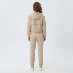 100% <b>Nylon</b> Windbreaker Hooded Jacket Drawstring Waist Waterproof Jogger <b>Pants</b> Ladies Vacation Wear Windproof Zipper <b>Track</b> Set - Product Image 2