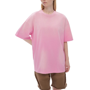 เสื้อยืดคอตตอนหนา 270gsm สำหรับผู้หญิง สไตล์วินเทจฟอกสี ทรงโอ-เนค แขนสั้น สตรีทแวร์ ผ้าฝ้าย 100% พิมพ์ลาย - Product Image 4