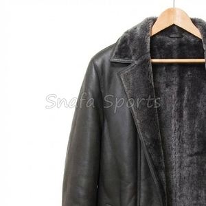 Vestes en cuir pour hommes sur mesure, vestes en peau de mouton doublées de fausse fourrure, vestes aviateur bomber en gros - Product Image 4