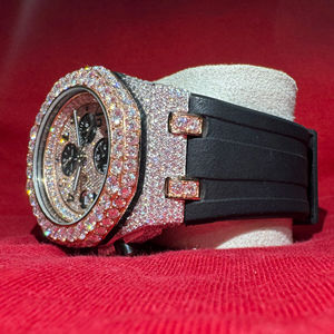 Iced D VVS1 Moissanite Moda de lujo Simple 41mm Diamante Banda de acero inoxidable Movimiento de cuarzo Impermeable Alta calidad Hombres - Product Image 1