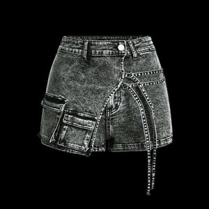 Pantalones cortos de verano para mujer, de algodón lavado, estilo casual, ligeros, de pierna recta, de cintura media, vaqueros de mezclilla. - Product Image 1