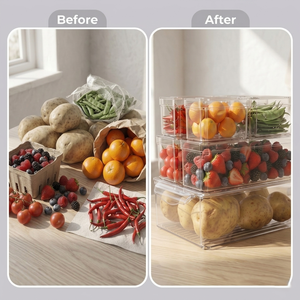 <b>Clear</b> Storage <b>Container</b> Set – Stackable Fridge, Pantry & Office Organizers, Multiple Sizes, Multipurpose & Durable - Product Image 5