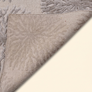 Tapis en laine à poils épais, gris corail argenté, tufté à la main, écologique, antidérapant, texturé, motif botanique, pour salon - Product Image 5