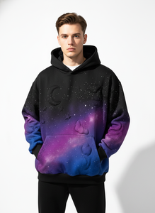 <b>Men's</b> Galaxy Printed Hoodie Sublimation Regular Fit Casual Knitted Polyester Breathable Spring Style with Pocket Sublimation - Product Image 5
