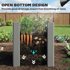 Gray 1.4 X 1.4 X 1.5 ft Raised Garden Bed Galvanized <b>Planter</b> <b>Box</b> for Outdoor Gardening for Vegetables Flowers Herbs Gloves - Product Image 5