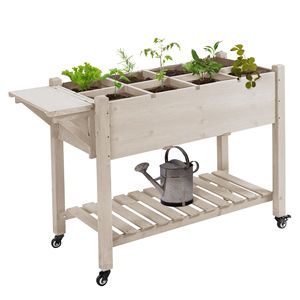 Grande Fioriera Quadrata in Metallo con 8 Scomparti, Ripiano Portaoggetti e Ruote Bloccabili - Product Image 1