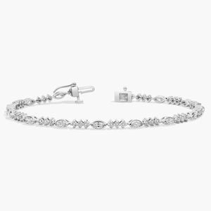 Marquise and Round Alternating Diamond Tennis <b>Bracelet</b> in White Gold - Product Image 1