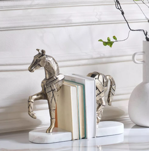 Sujetalibros Metálico Moderno con Cabeza de Caballo Vertical Bañado en Oro - Escultura Decorativa de Lujo para Hogar, Oficina, Biblioteca, Estantería Ajustable, Boda - Product Image 3