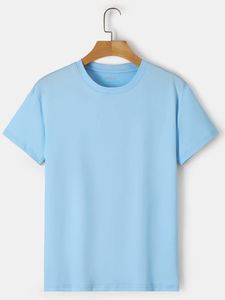 T-shirt unisexe personnalisable en tissu Dobby polyester/coton durable 240 g/m², col rond, coupe classique, lavé, élégant et tendance - Product Image 3