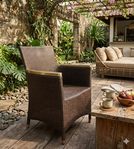 <b>garden</b> furniture / outdoor furniture / indoor furniture dining <b>chair</b> wicker with teak arm - Product Image 6