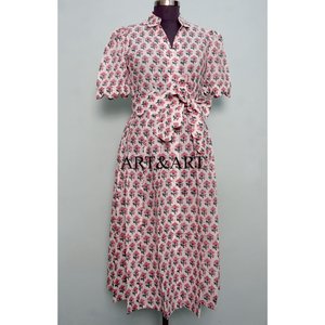 Vestido de Verano Bohemio de Algodón para Mujer, Estilo Vintage, Hecho a Mano, Dulce y Natural, de Manga Corta, Largo hasta el Tobillo, Silueta en A, Casual - Product Image 1