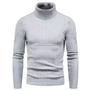 Vente en gros de tricots chauds à la mode en crochet pour hommes en coton doux pull à col haut pour l'hiver tricots à manches longues pour hommes - Product Image 5