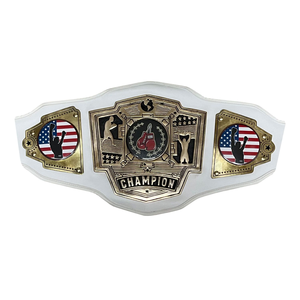Ceinture de championnat personnalisée en cuir véritable faite à la main, avec plaque en zinc gravée en profondeur style globe terrestre et titre de lutte et de boxe - Product Image 5