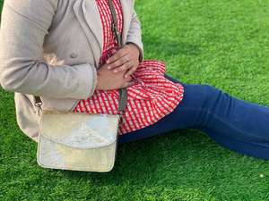 กระเป๋าสะพายไหล่หนังเนื้อโลหะขนสัตว์สไตล์ตะวันตกใหม่คุณภาพสูงหนังขนสัตว์โลหะแท้กระเป๋าถือด้านข้าง - Product Image 2