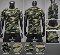 T-shirt d'entraînement tactique camouflage pour homme, manches courtes/longues, respirant, couleur unie, col rond, qualité supérieure, fabricant.