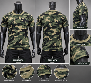 T-shirt d'entraînement tactique camouflage pour homme, manches courtes/longues, respirant, couleur unie, col rond, qualité supérieure, fabricant. - Product Image 1