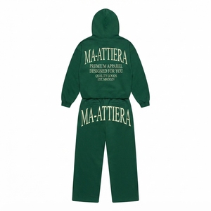 Conjunto de Sudadera con Capucha Extra Grande Personalizada para Mujer y Pantalones Deportivos de Pierna Ancha, Estilo Urbano Verde, OEM ODM Venta al Por Mayor - Product Image 4