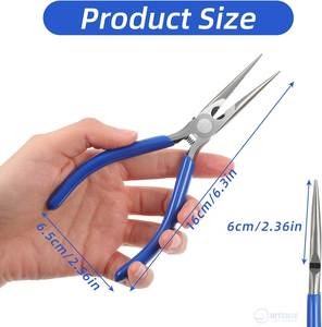 6 Inch Stainless Steel <b>Long</b> <b>Nose</b> Needle <b>Nose</b> Pliers Comfort Grip Serrated Jaw Jewelry Making Wire Wrapping Crafts - Product Image 4